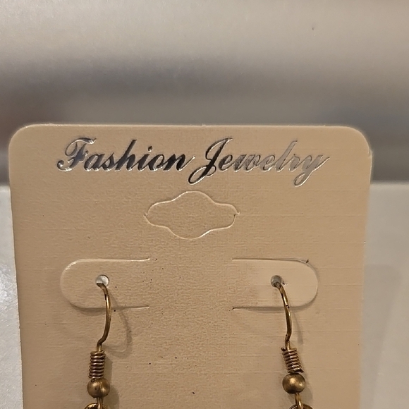 Red and Blue Vintage Dangle Earrings with Intricate Filigree - Picture 3 of 5